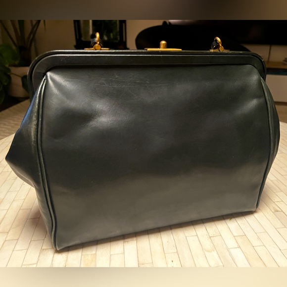 Leather Doctor’s Bag Purse - Drk Green - Picture 1 of 16